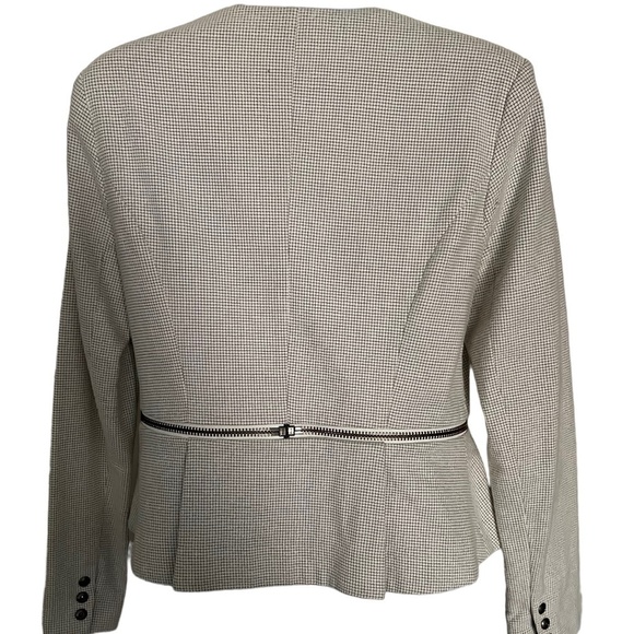 Cabi - Black/White Checkered Button Blazer with Zipper Detail - Picture 2 of 4